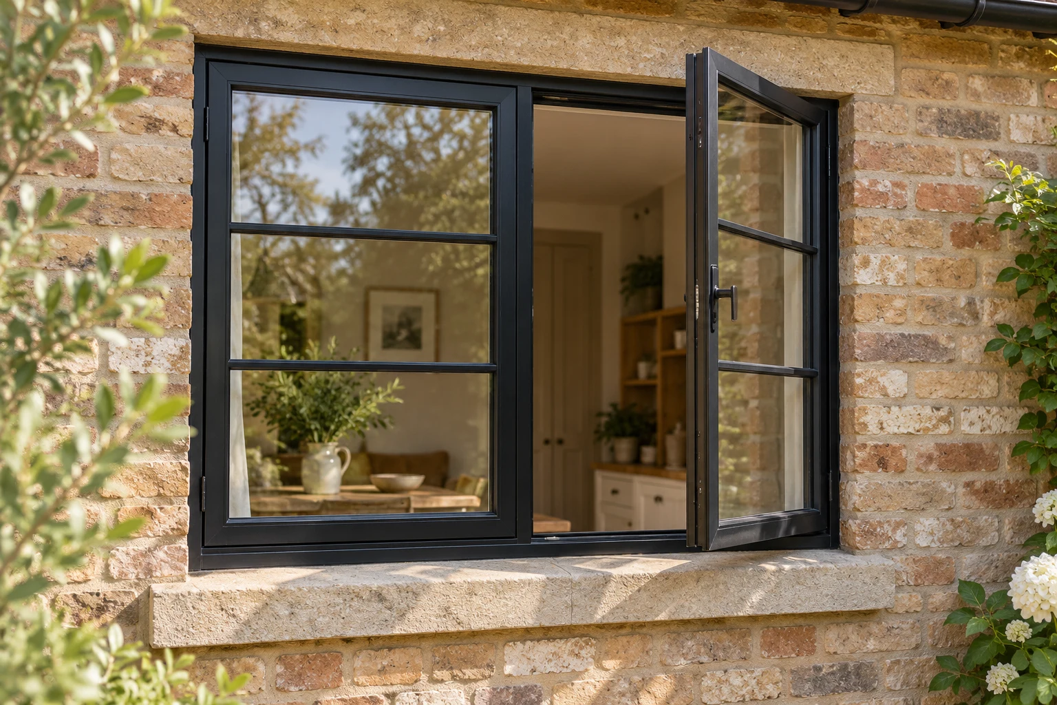 Illustrative heritage window with divided-pane styling