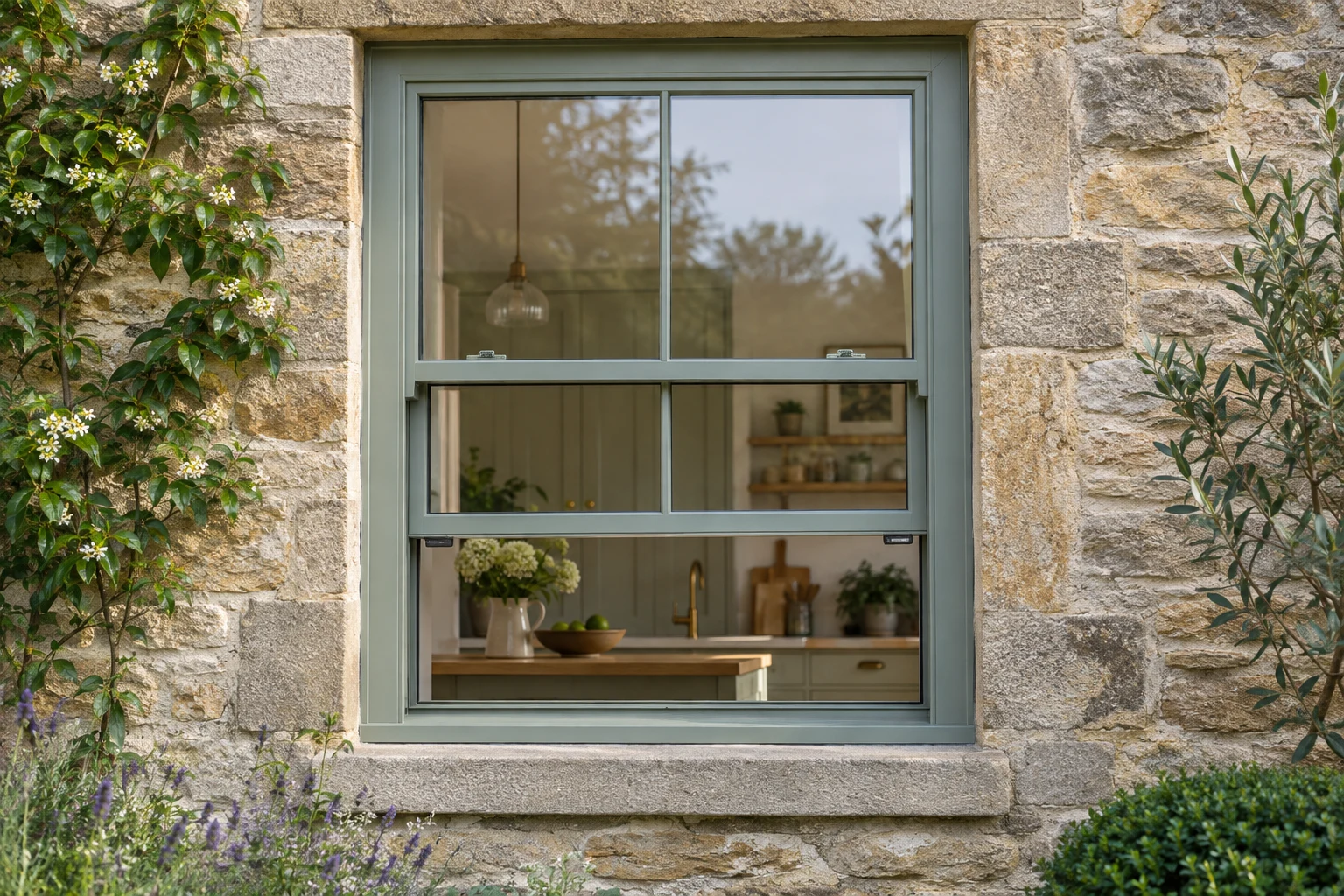 Owner-supplied illustration of a vertical sliding sash window viewed from outside