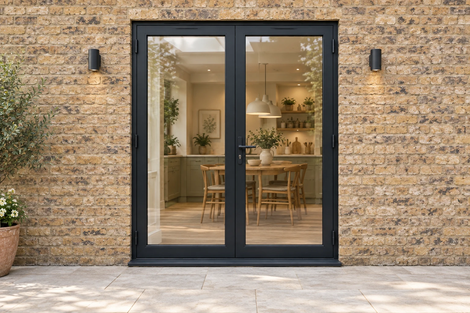 Representative Lifestyle French-door CGI: a closed pair of unbarred glazed doors; exact supplier profile details to confirm
