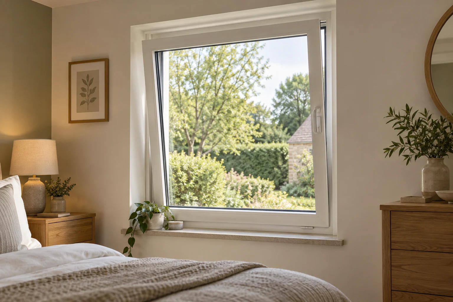 Illustrative tilt-and-turn window shown in its tilt position